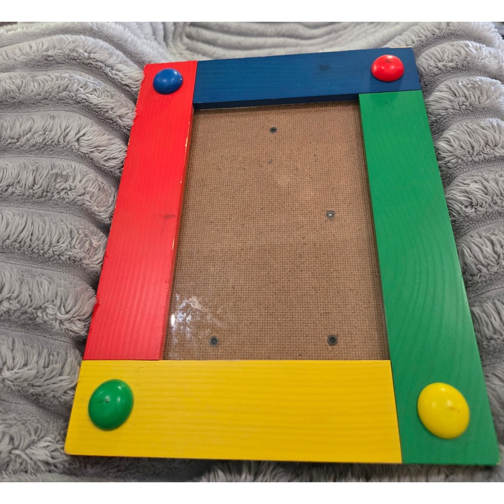 Primary Color Wooden Picture Frame 5x7 Nursery Playroom Decor Red Blue Yellow